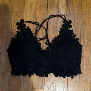 Pink Lily Black Lace Bralette